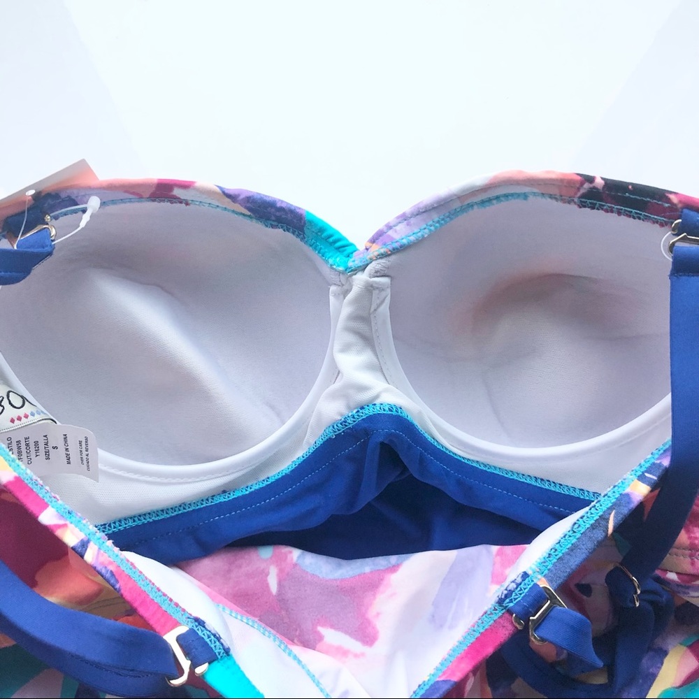 NEW 24th & Ocean Women’s swim top in pink/blue -size small - Picture 7 of 9